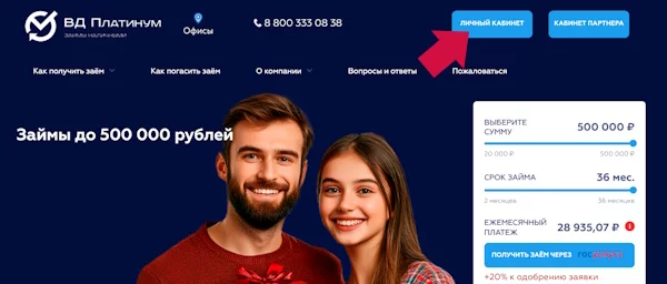 Вход в личный кабинет на сайте «ВД Платинум»